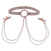 Sex and Mischief Collar with Nipple Clamps - Playful Bondage