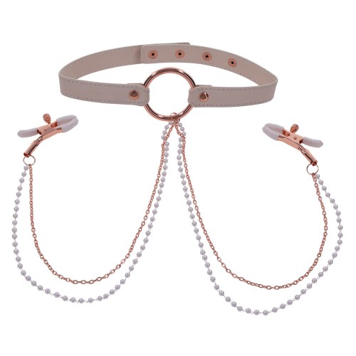 Sex and Mischief Collar with Nipple Clamps - Playful Bondage