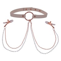 Sex and Mischief Collar with Nipple Clamps - Playful Bondage