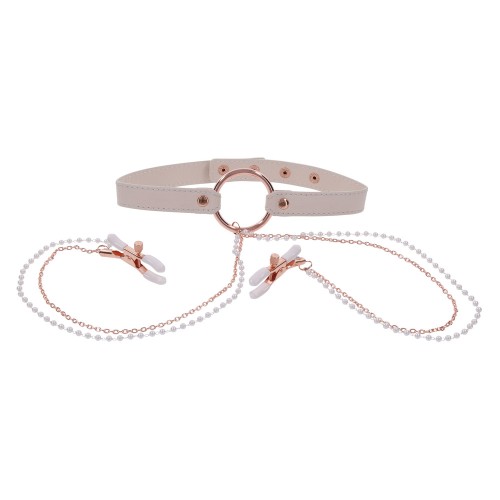 Sex and Mischief Collar with Nipple Clamps - Playful Bondage