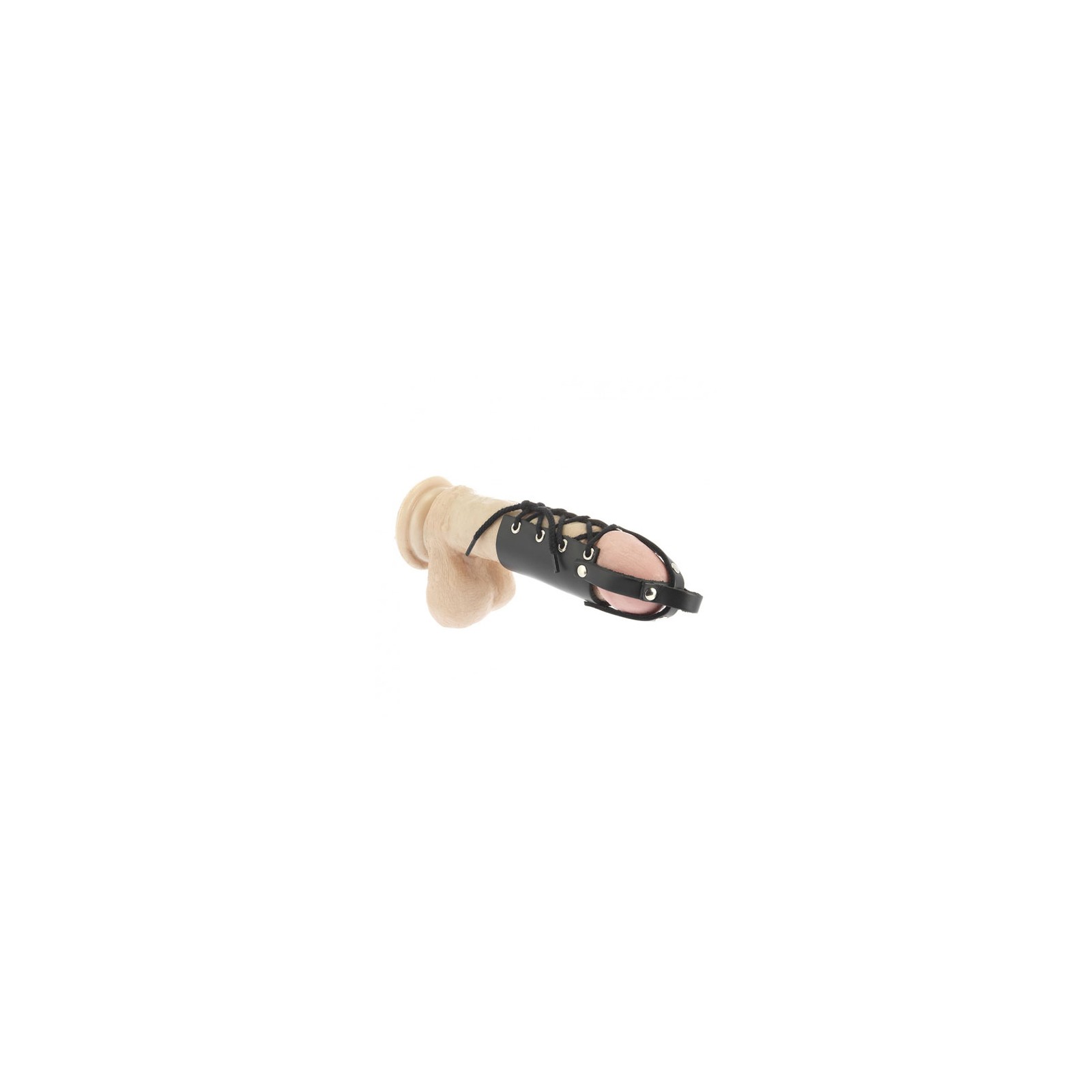 Anillo de Cock de Cuero con Tubo para el Pene para Mayor Control Anillo de Cock de Cuero con Tubo para el Pene para Mayor Control