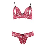 Cottelli Open Cup Bra and Crotchless Set