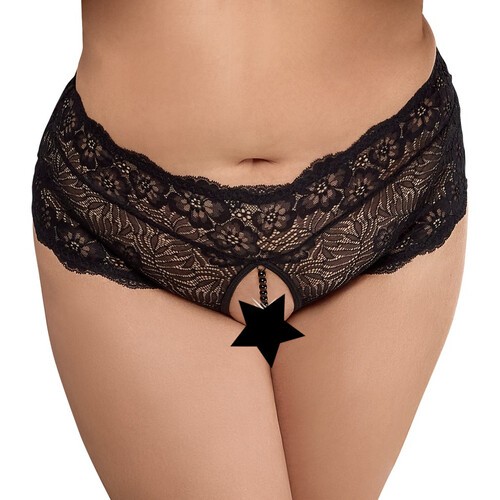 Crotchless Lace Panties with Pearl Chain for Seduction