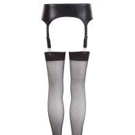 NOXQSE Wet Look Suspender Belt and Stockings XL