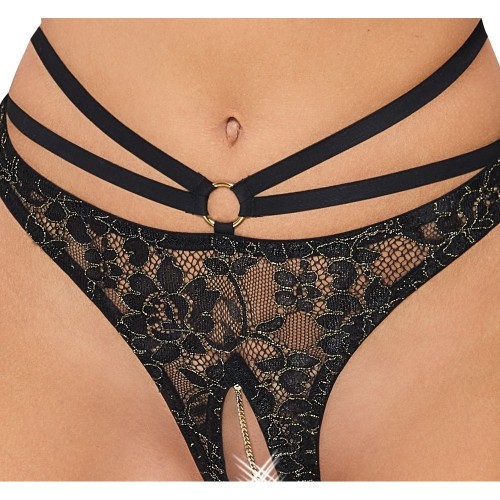 Elegant Longline Bra and Crotchless String Set
