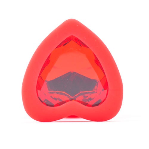 Pequeño Plug Anal Rojo con Base de Diamante en Forma de Corazón