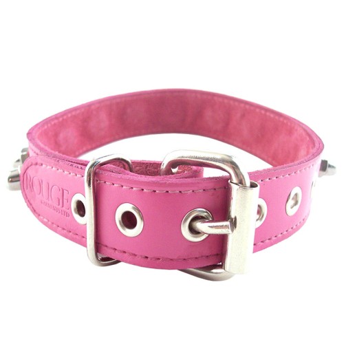 Collar de Cuero Rosa con Pinchos Rouge - Accesorio de Moda