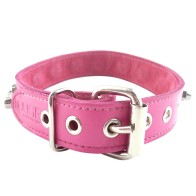 Collar de Cuero Rosa con Pinchos Rouge - Accesorio de Moda