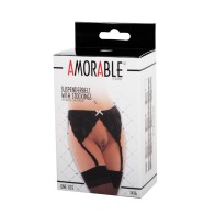 Elegante Cinturilla Negra con Medias y Lazo