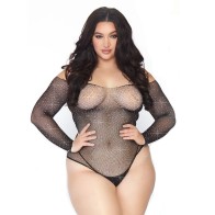 Leg Avenue Crystalized Long Sleeve Body Plus Size