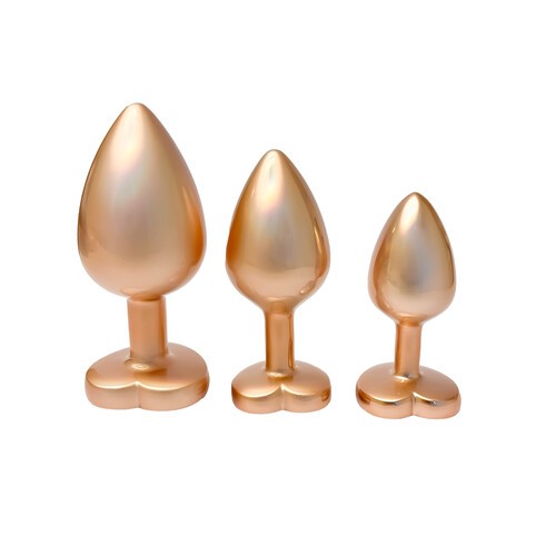 Juego de Plug Anal de Perlas Doradas Gleaming Love - Placer Elegante