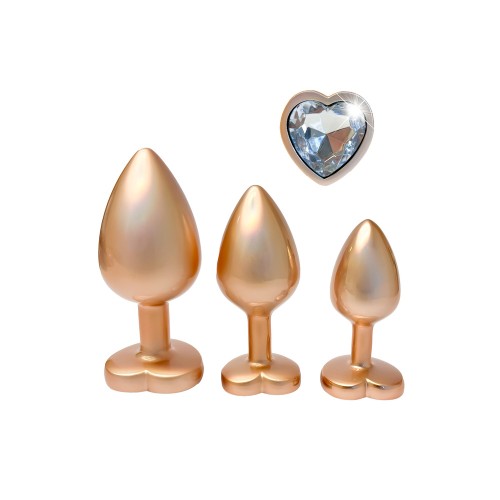 Juego de Plug Anal de Perlas Doradas Gleaming Love - Placer Elegante