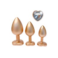 Juego de Plug Anal de Perlas Doradas Gleaming Love - Placer Elegante