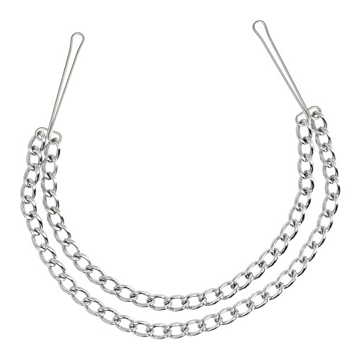 Silver Nipple Clamps With Double Chain - Rimba