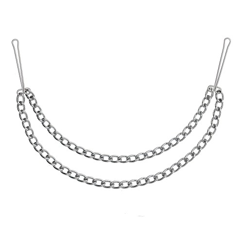Silver Nipple Clamps With Double Chain - Rimba