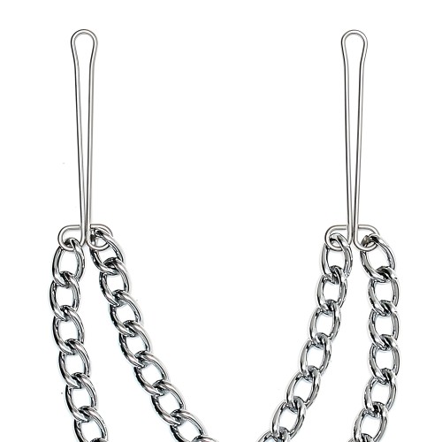 Silver Nipple Clamps With Double Chain - Rimba