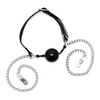 Mouth Gag And Nipple Chain - Black