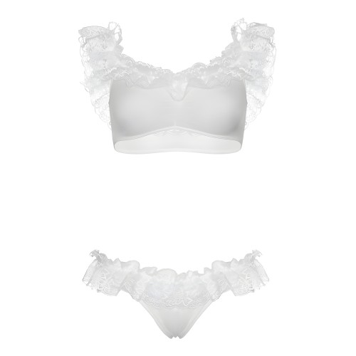 Leg Avenue Lace Ruffle Crop Top and Panty