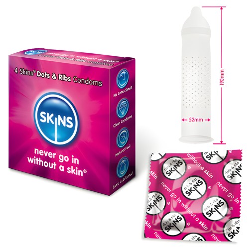 Condones Skins Dots Y Ribs 4 Pack