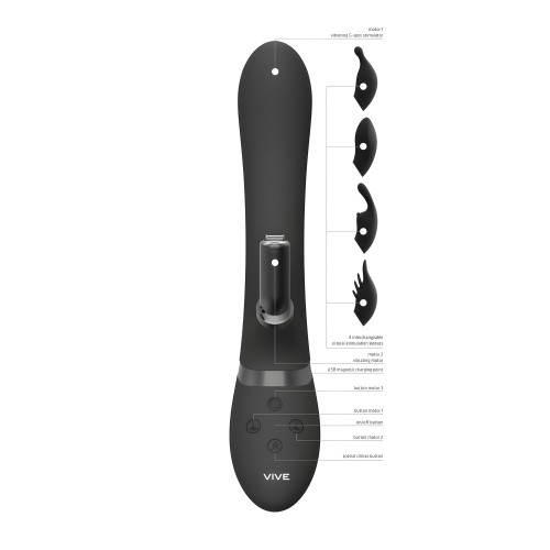 Vibrador Conejito Intercambiable Doble Acción Vive Chou Negro