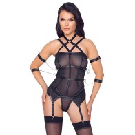 Cottelli Bondage Basque And String X Large - Black