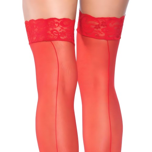 Medias Transparentes Leg Avenue Con Costura Trasera - Rojo