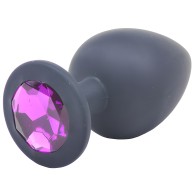 Plug Anal Grande de Silicona con Diamante Negro