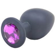Plug Anal Grande de Silicona con Diamante Negro