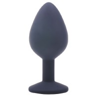 Medium Black Jewelled Silicone Butt Plug - Black