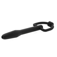 Plug de Pene D-Ring Cum-Thru de Silicona Master Series - Negro