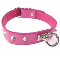 Rouge Garments Pink Studded O-Ring Collar - Fashionable BDSM