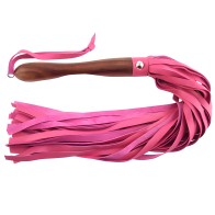 Rouge Garments Wooden Handled Pink Leather Flogger 23 Inches