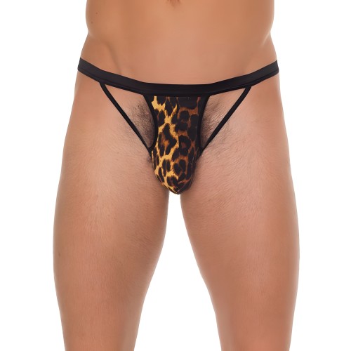 Tanga Negro Masculino con Estampado Animal