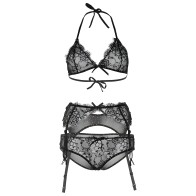 Conjunto de Bralette, Panty y Ligueros Leg Avenue - Pequeño - Negro