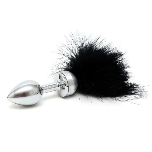 Small Butt Plug with Black Feathers