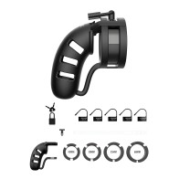 Shots Toys Man Cage 19 Hombre 4.5 Pulgadas Jaula de Castidad Con Separador de Testículos - Negro