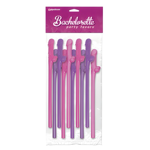 Bachelorette Party Favors 10 Pecker Straws Pink And Purple