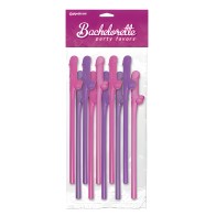 Favoritos de Fiesta de Despedida de Soltera 10 Popotes con Forma de Pene Rosa y Morado