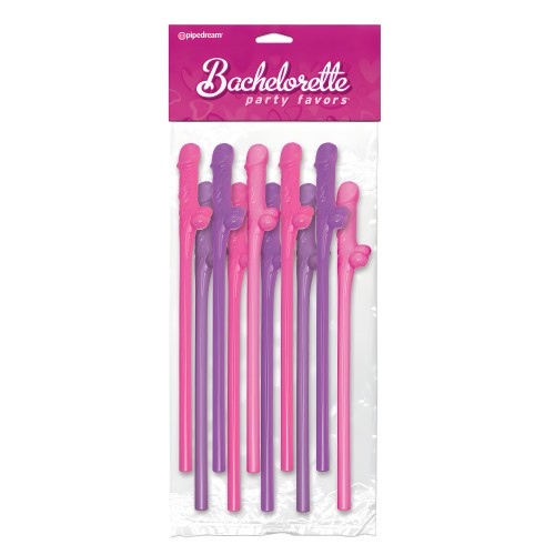 Favoritos de Fiesta de Despedida de Soltera 10 Popotes con Forma de Pene Rosa y Morado