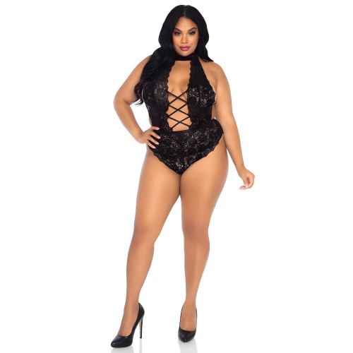 Teddy Crotchless De Encaje Floral Negro UK 14 a 18