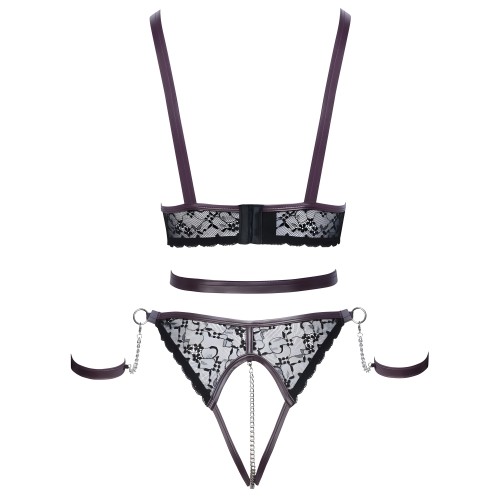Cottelli Lace and Chain Bondage Crotchless Set Large