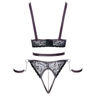 Cottelli Lace and Chain Bondage Crotchless Set X Large