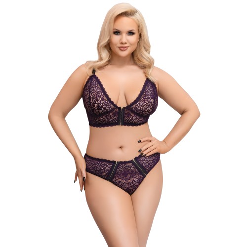 Conjunto de bralette y braguitas de encaje delicado Cottelli Curves XXL