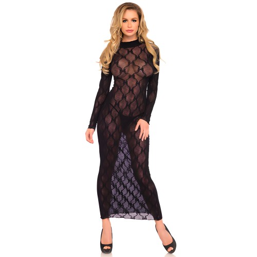 Vestido Largo de Manga Larga Leg Avenue - Negro