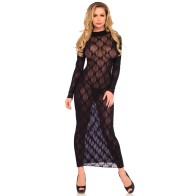Vestido Largo de Manga Larga Leg Avenue - Negro
