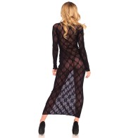 Vestido Largo de Manga Larga Leg Avenue - Negro