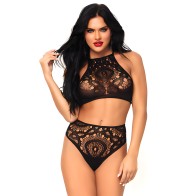 Leg Avenue Lace Top And High Waist String S/M - Stunning Lingerie