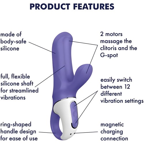 Vibrador Recargable para Punto G Satisfyer Vibes Magic Bunny - Morado - 7 Pulgadas