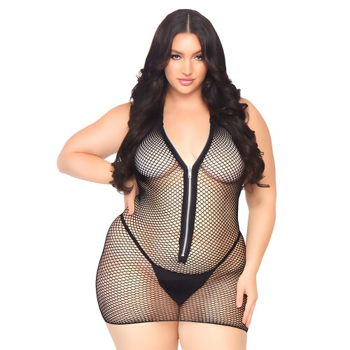 Leg Avenue Fishnet Zip Up Dress Plus Size