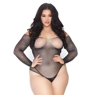Cuerpo Largo de Manga Cristalizada Plus Size